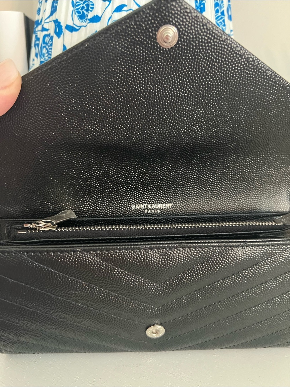 Saint Laurent Black Monogram Matelasse Leather Flip Wallet with YSL Logo - Picture 7 of 10